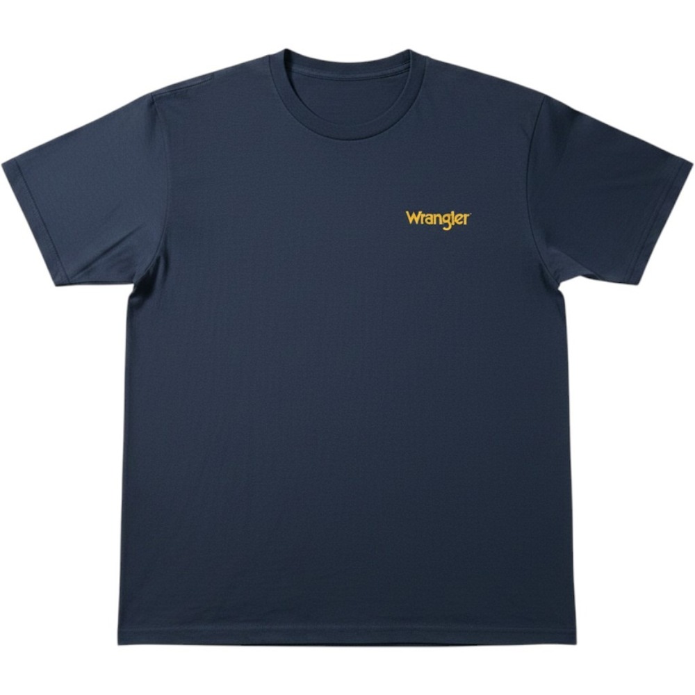 Wrangler Mens Navy Blue Longhorn Skull Graphic T-Shirt Medium Short Sleeve Tee